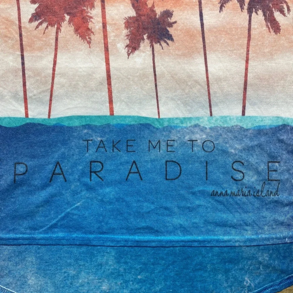 Blue 84 Womens Ana Maria Island Palm Trees Tank Top‎ Size Small High Low Hem